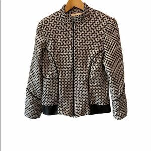 LIZ CLAIBORNE Wool Blend Tweed Faux Leather Jacket